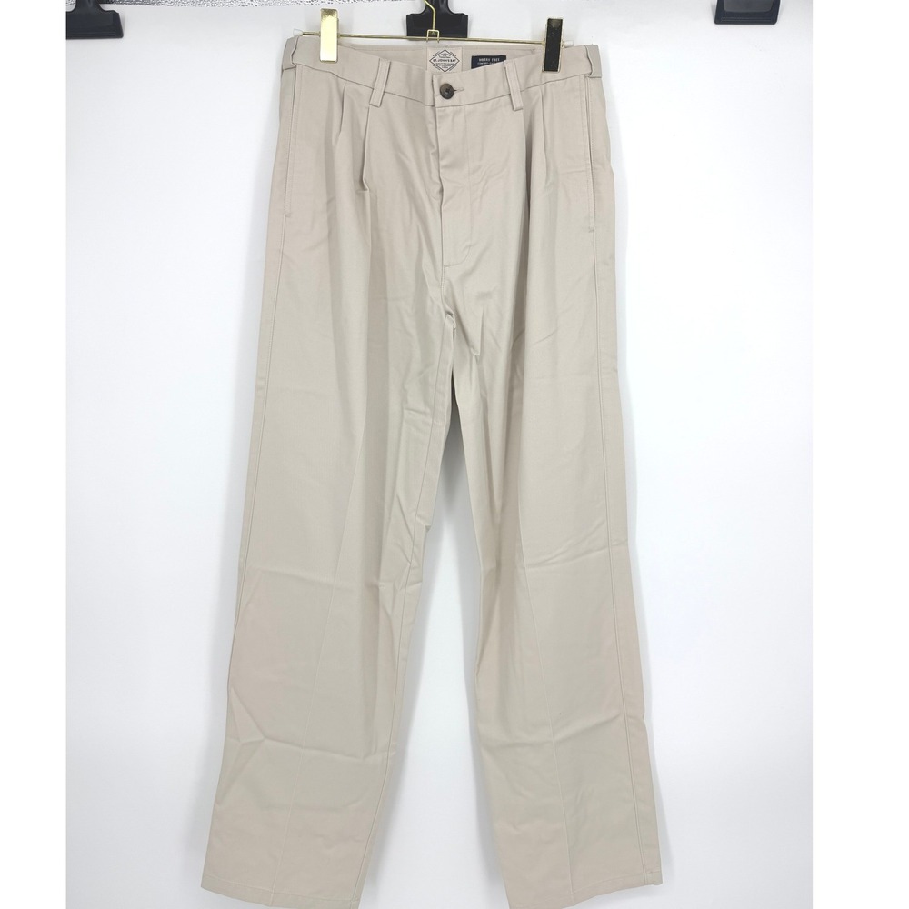 St Johns‎ Bay Mens 34x34 Khaki Pleated Worry Free Comfort-Ease Fit Chino Pants